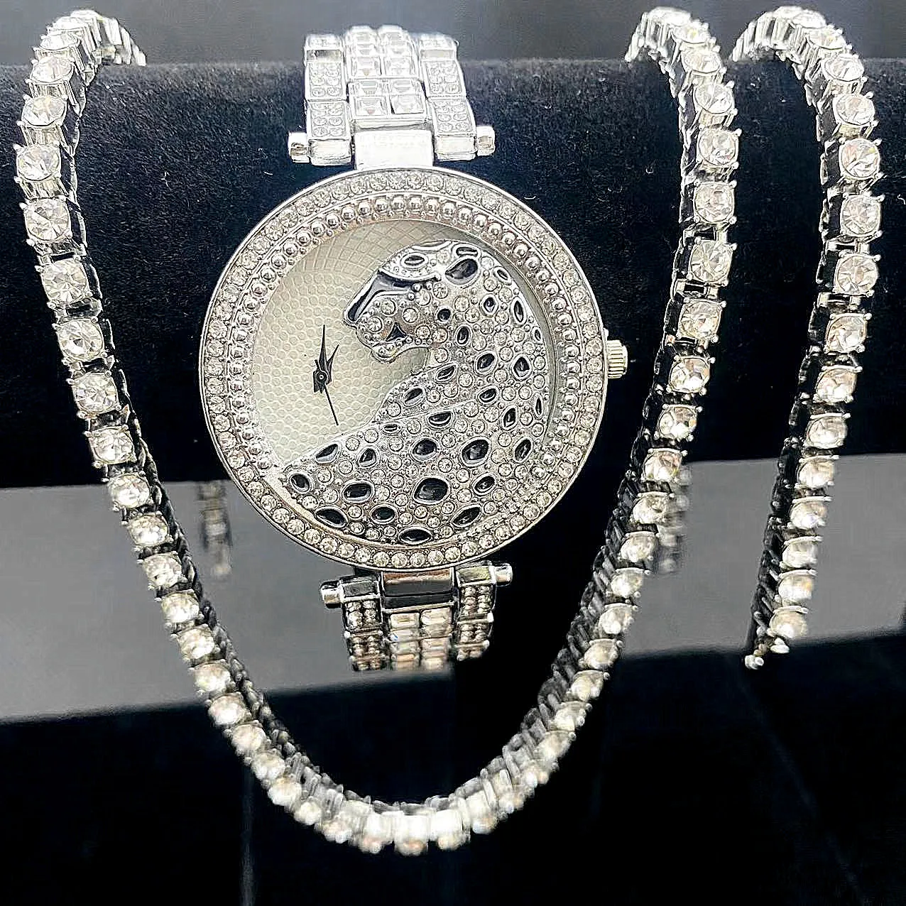 Fashion 3pcs Jewelry Sets Hip Hop Watch for men Men Watches Bracelet Set Bling Iced Out watch gift set Miami Cuban Men for Wom