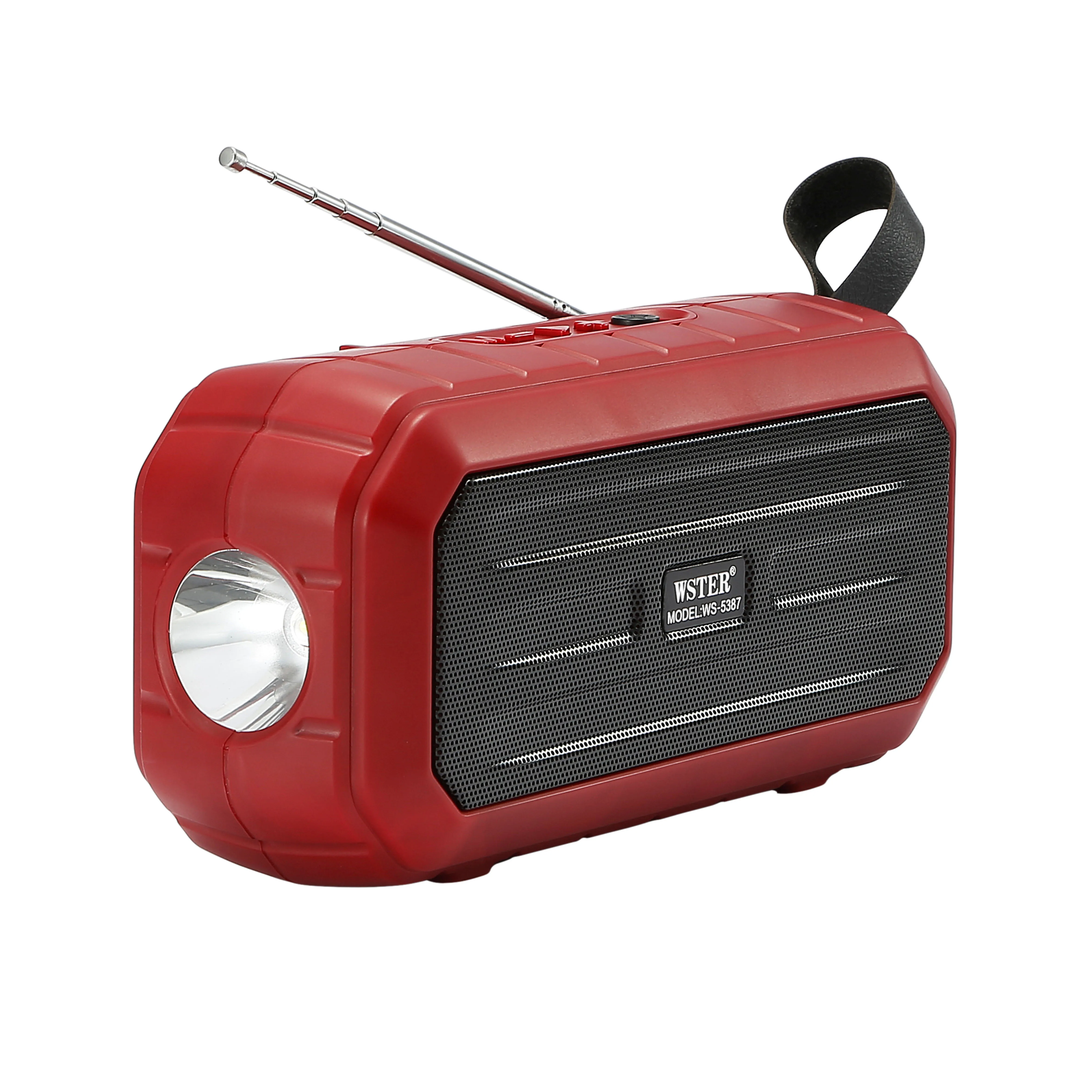 WS-5387 Portable Outdoor Solar Energy FM Radio BT Speaker With Flashlight