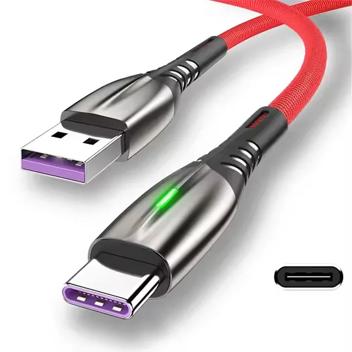 Manufacturer Wholesale Zinc Alloy Data Cable Micro USB Fast Charging Data Cables With Led Light