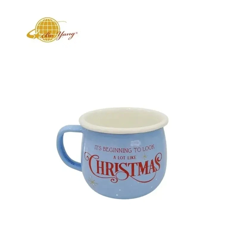 Customized promotional Gifts Milk Mug and Cup 400ML Enamel Coffee Mugs