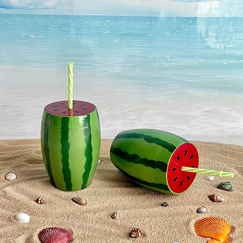 Unique Big 800ml Watermelon Cup Polycarbonate Summer Party Juice Water Bottle Disposable Cocktail Drinking Glass