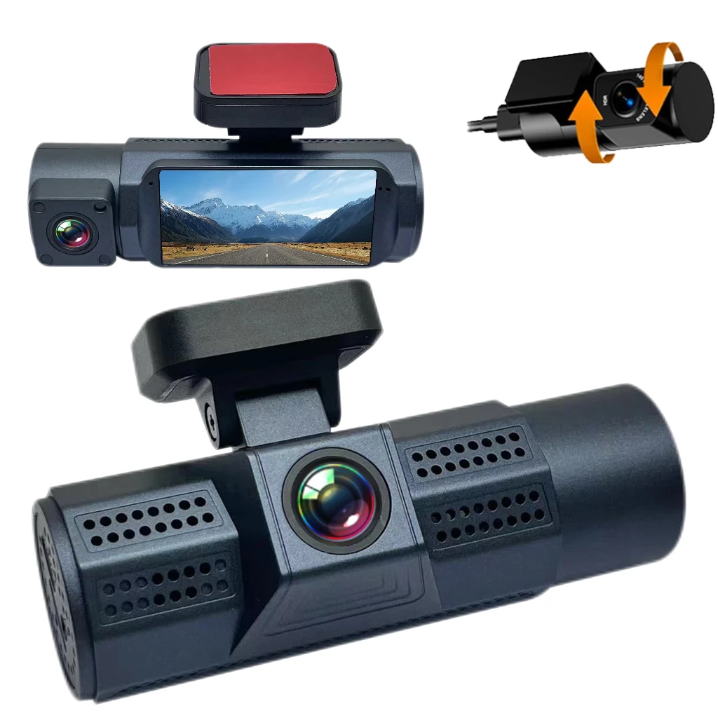 E-Too 2 Inch Screen 3 Channel Car DVR HD 2160P 3-Len Inside Vehicle Dash Cam Three Way Camera DVRs Recorder Video Mini Dashcam