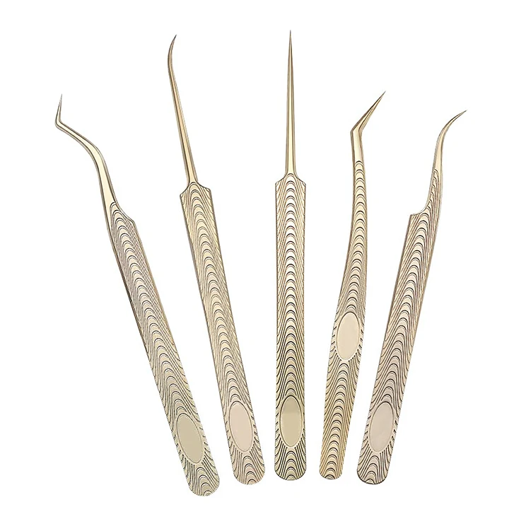 Wholesale 45 degree custom stainless steel private label black diamond grip eyelash extension tweezers coated tip