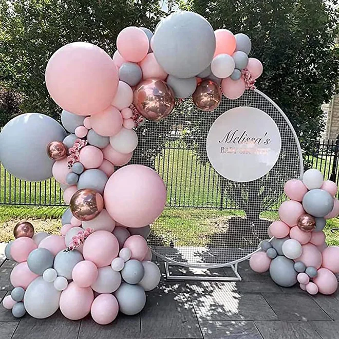 HOT Wedding Grid Arch Prop Round Ring Lawn Backdrop Stand Iron Circle Balloon Arch Artificial Flower Decor Birthday Party Supply