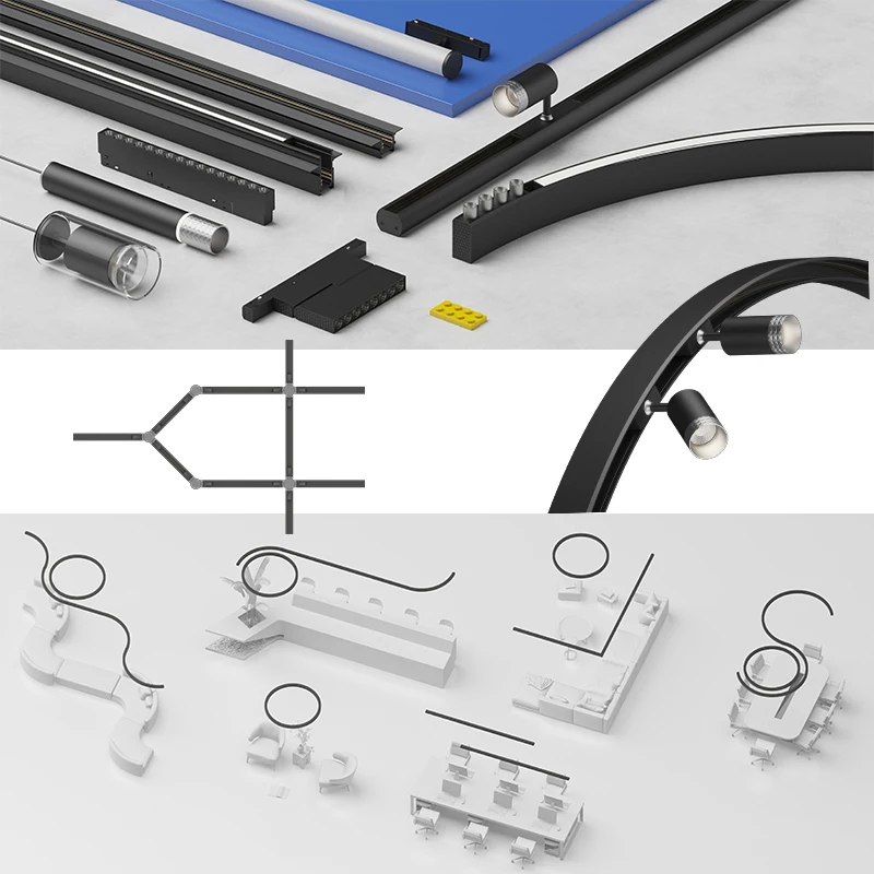 OEM Magnetic Track Rail Light 48V Spot Security Magnet Track Rail Grille Light Power Track System Magnetic Light LED
