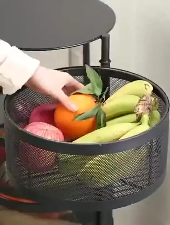 Direct Sale Kitchen Organizer Multi-Layer Fruit Basket and Spice Bottle Storage Rack Rotating Shelf Storage Rack