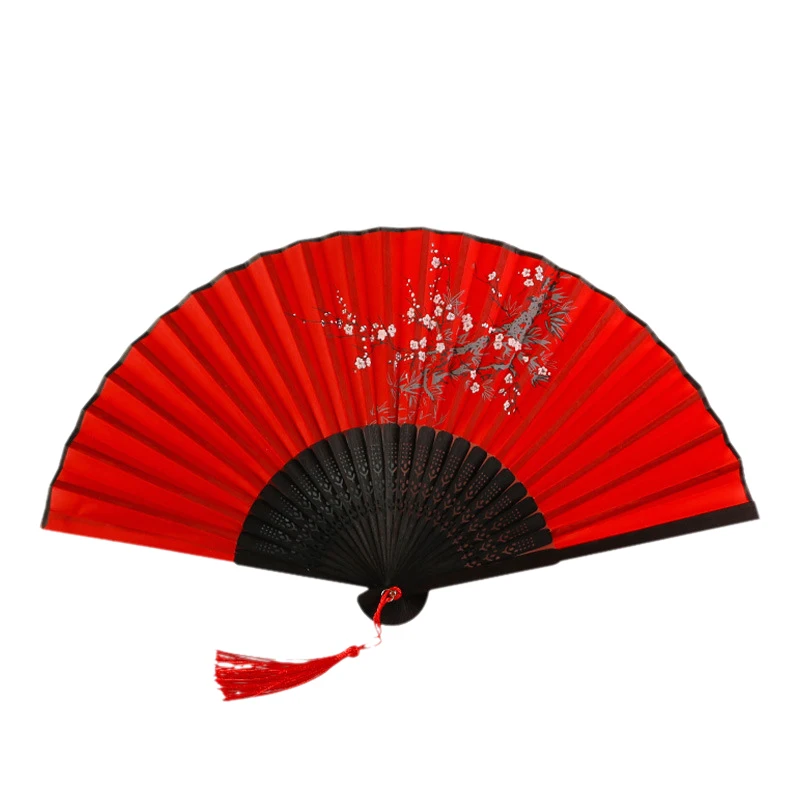 Custom High Quality Printed Silk Logo Folding Personalized Black Bamboo Hand Held Fan For Printed Fans