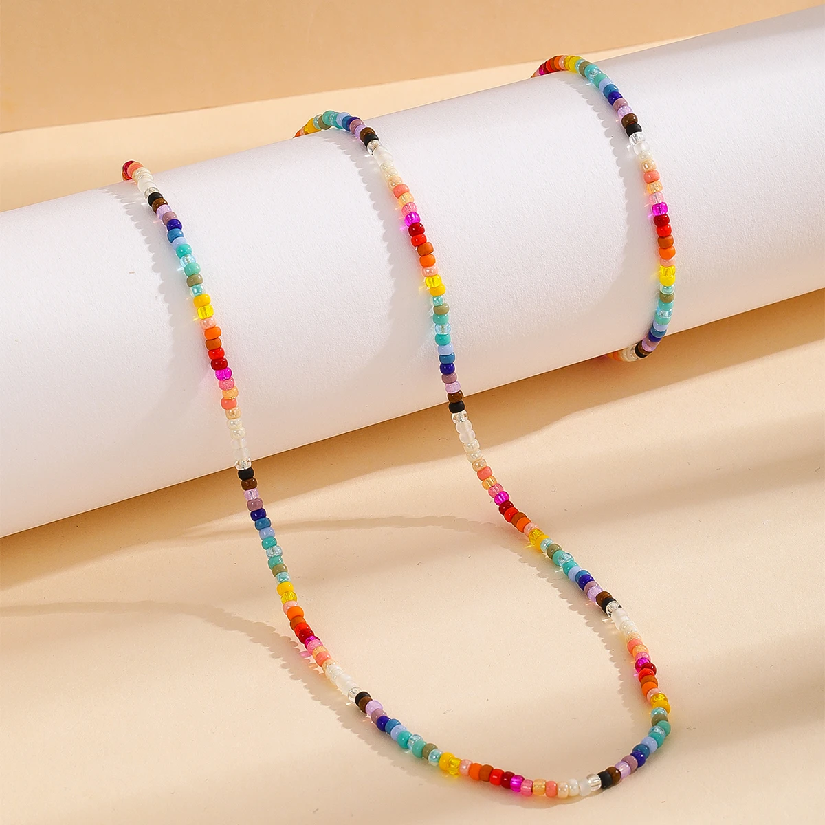2022 new spring and summer models rainbow models Miyuki millet beads pure hand-woven bracelet necklace set