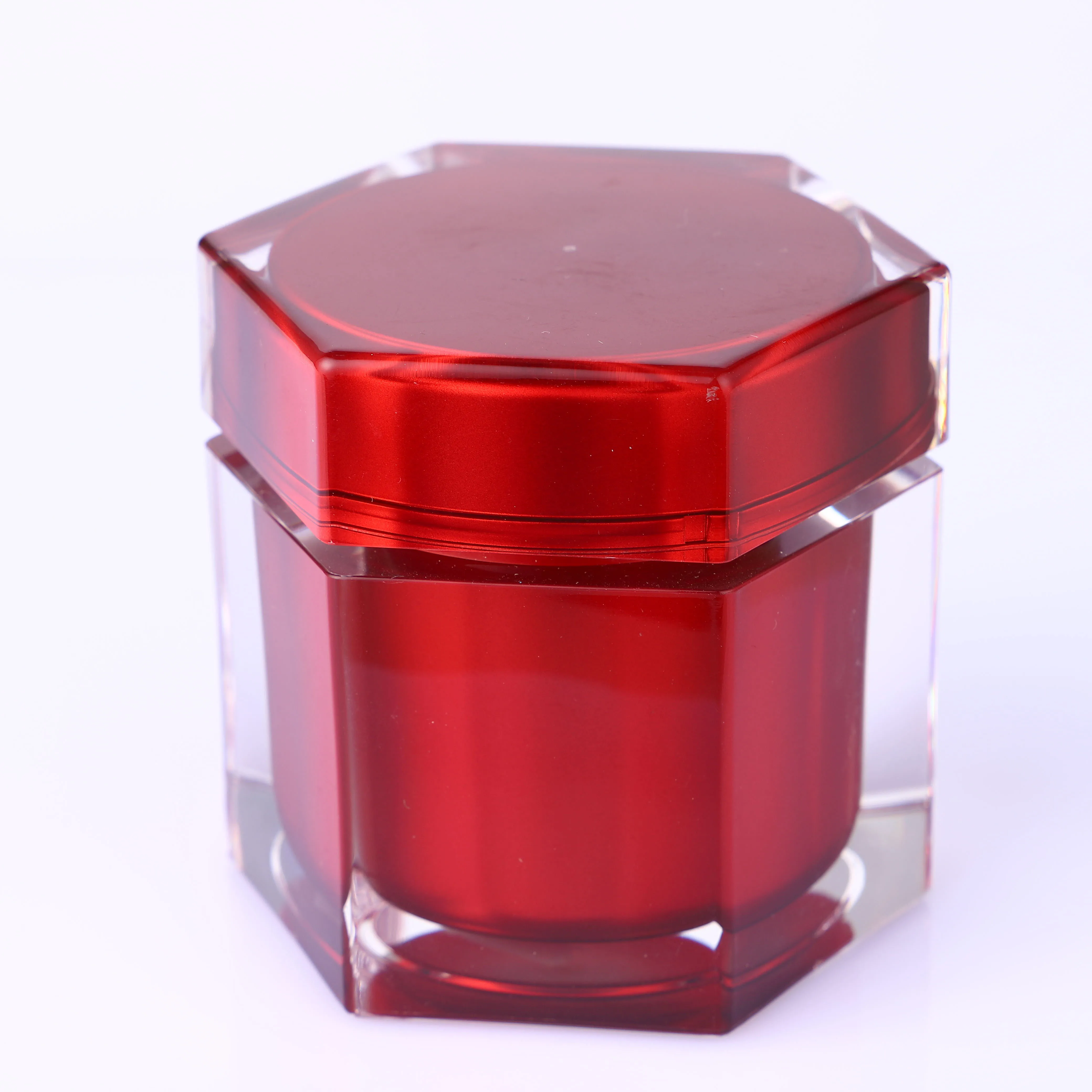 Wholesale Fashion Metallic Red Prismatic Acrylic Jar For Skincare Packaging