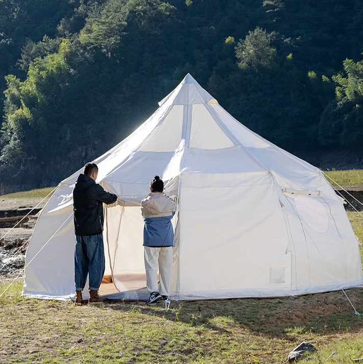 Outdoor Luxury Waterproof Large Room Canvas Star Pumpkin Type Family Bell Tent For Camping