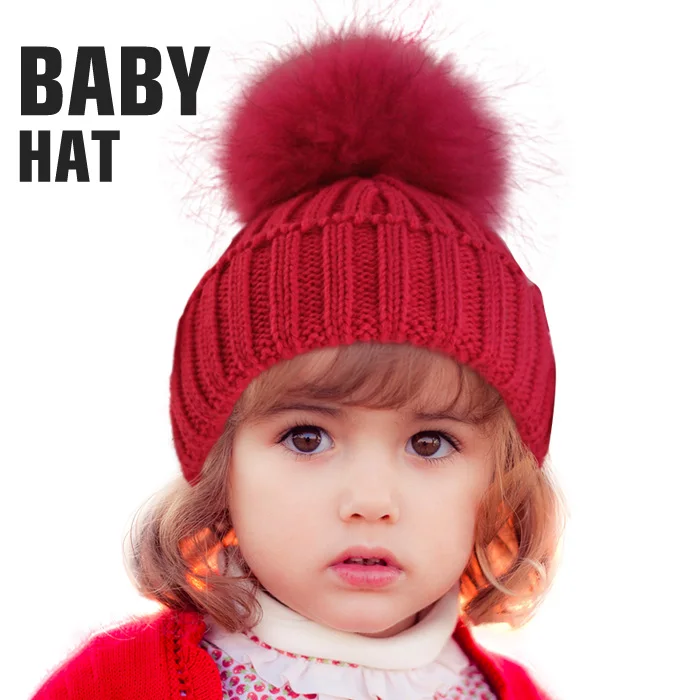 Индивидуальный дизайн, симпатичная Детская Зимняя Шапка-бини из меха енота