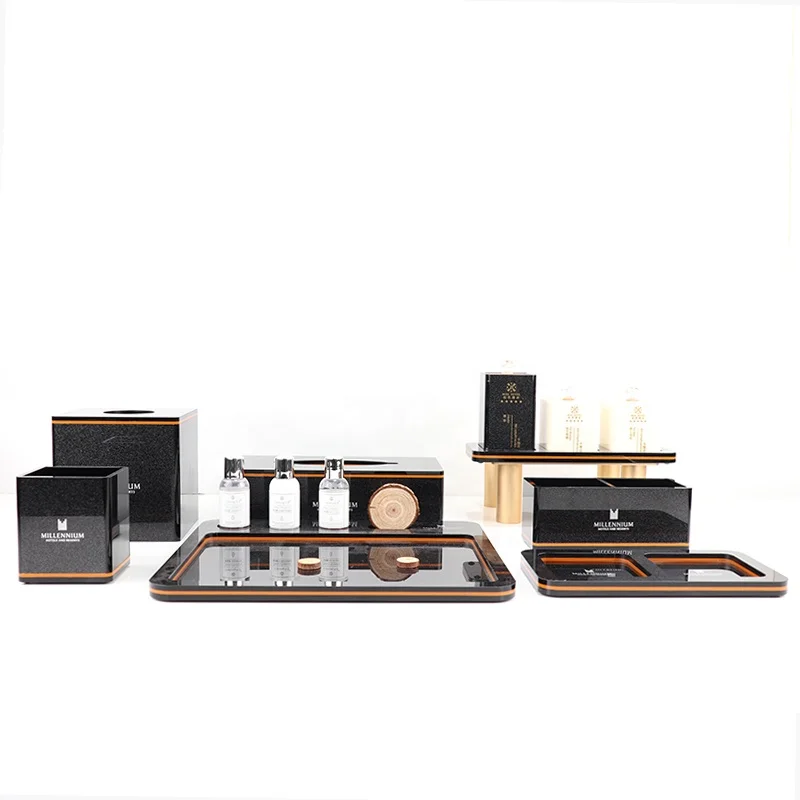 Luxury custom bathroom tray cup mat hotel acrylic coaster holder square