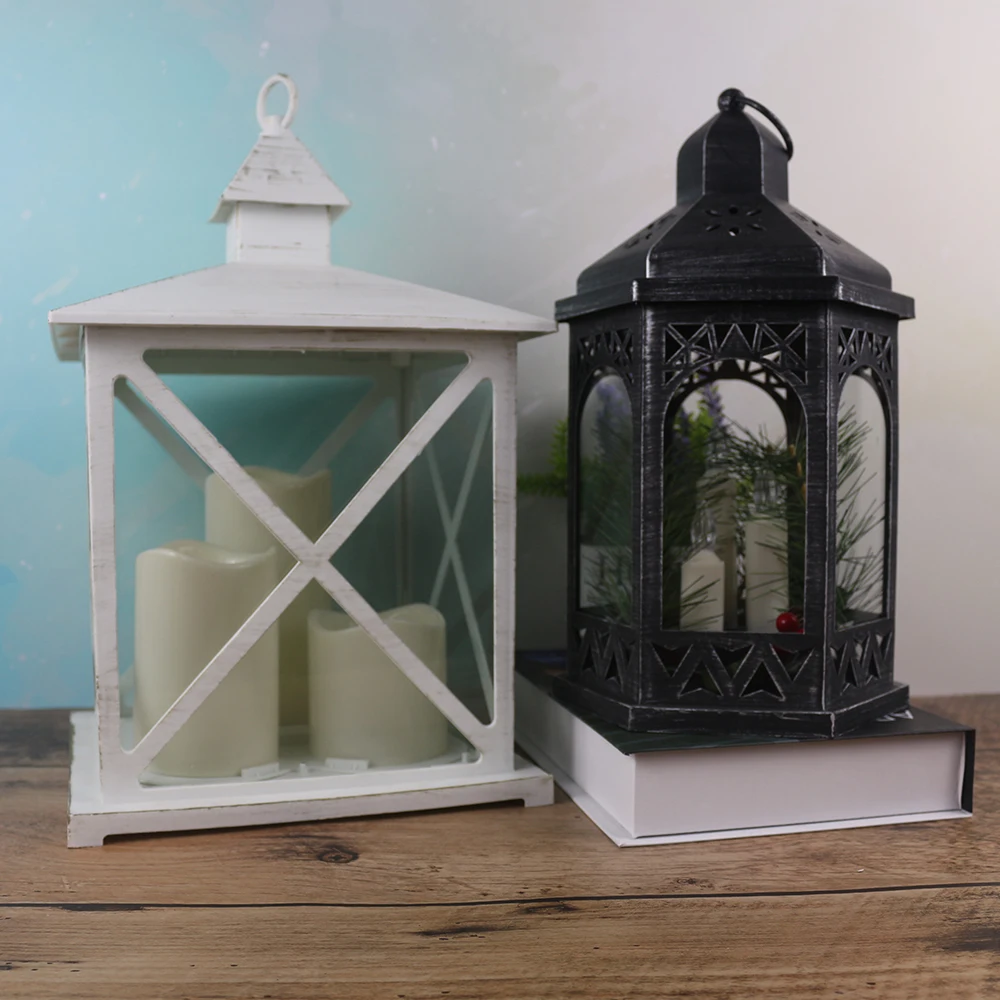 
white LED cable candle Plastic art decorative candle lantern 