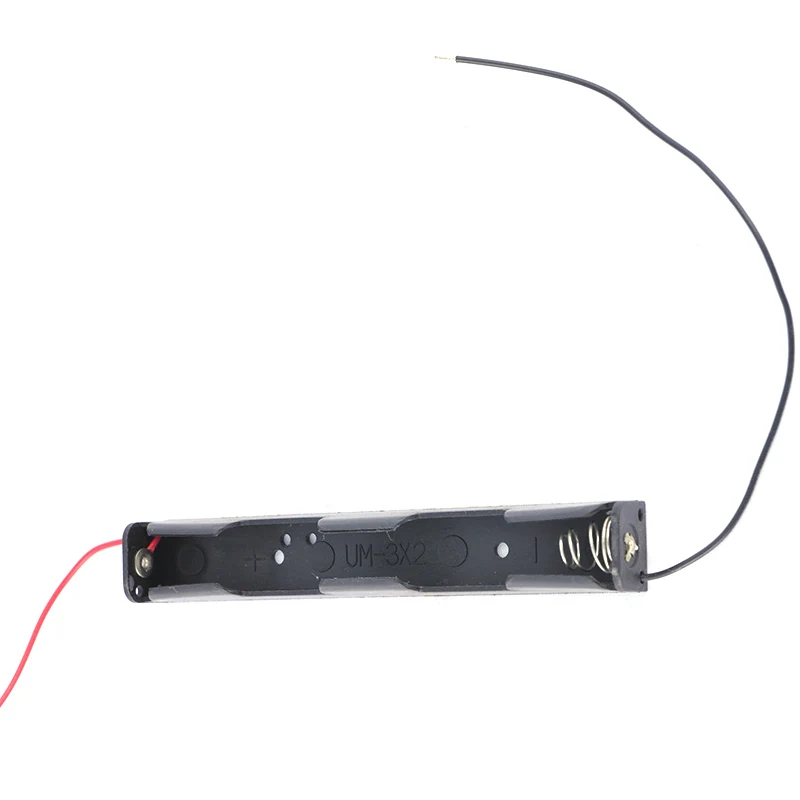 Oem Black Plastic 2*Aa Cell (Um-3*2) 2*1.5V Battery Cell Holder Case Box Long Type With Wire Leads
