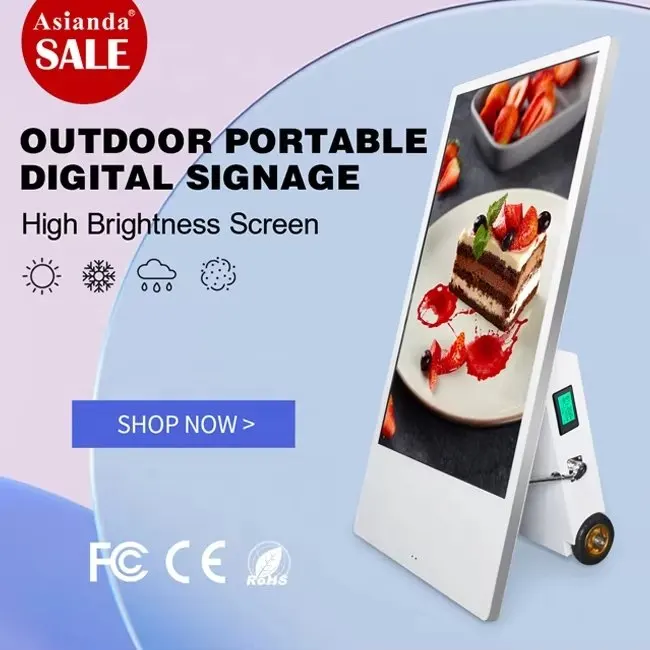Best Selling Capacitive Battery Powered High Brightness Moveable Advertising Equipment Screen Floor Standing Outdoor 6mm