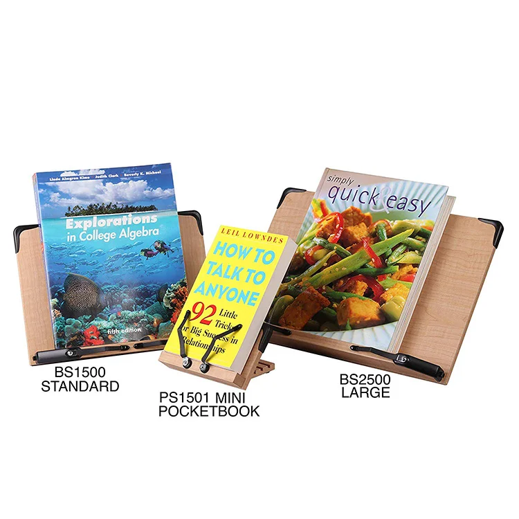 2021 Hot-selling Smooth Bamboo Book Display Stand Cookbook Rack Office Study Room Paper Pad Textbook Reading Holder