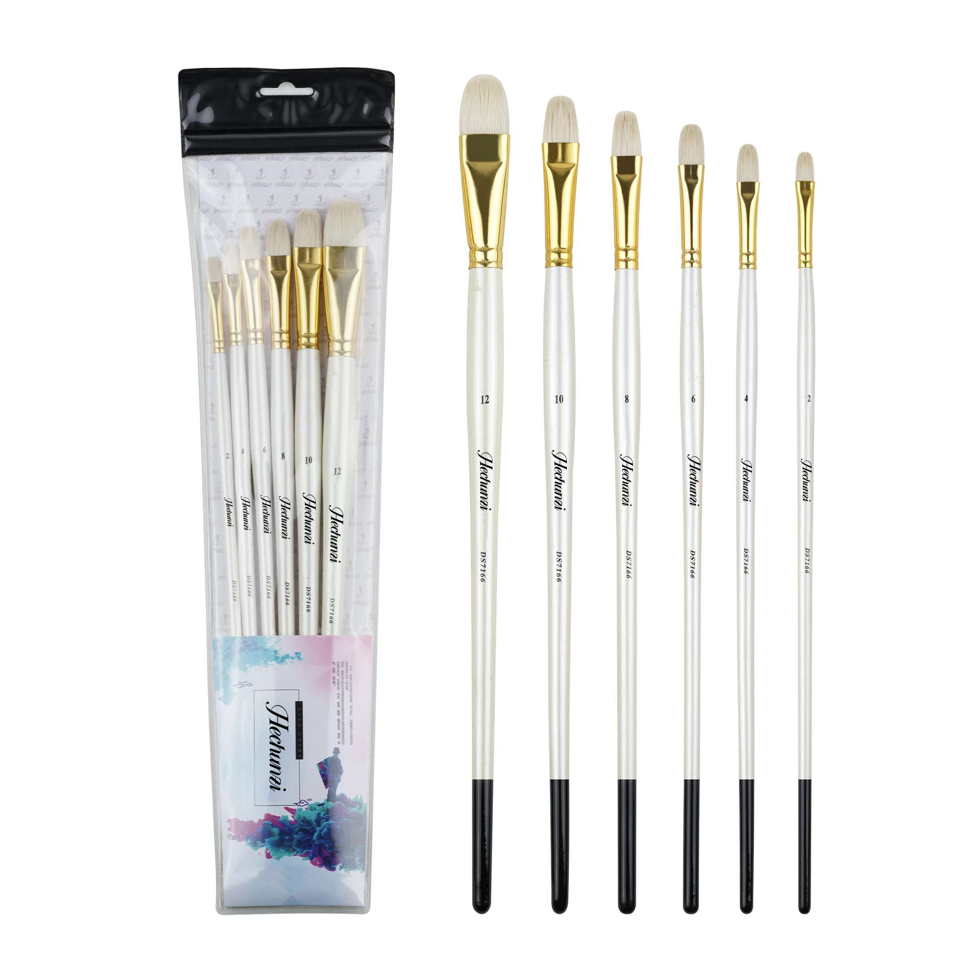 Wholesale 6PCS Oil Acrylic Painting Brushes Wool Hair Watercolor Artist Paint Brush Set