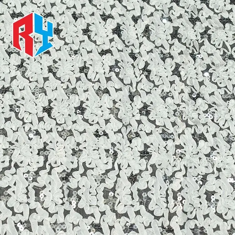 Keqiao high quality sequin lace fabric bridal fabric luxury embroidery beads sequins cotton fabric per meter for dress