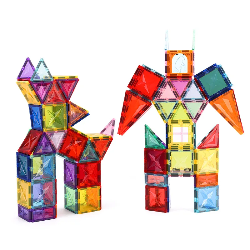 Factory direct sales OEM 4D magnetic blocks tiles colorful diamond Bright light strong magnetic building block cars toys