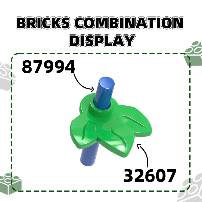 Строительный блок 32607 Wange Moc 3-листовой пластиковый растительный лист 1x1 круглый аксессуар совместим с кирпичом для детских игрушек DIY