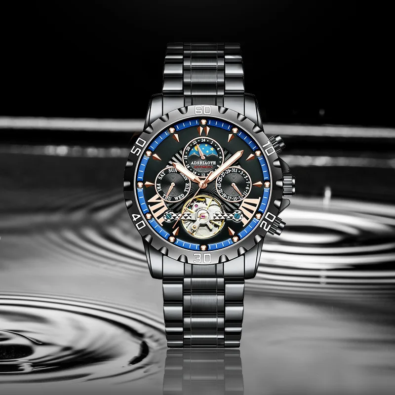 Роскошные модные часы с индивидуальным логотипом из нержавеющей стали сапфировое стекло керамическое кольцо механические мужские