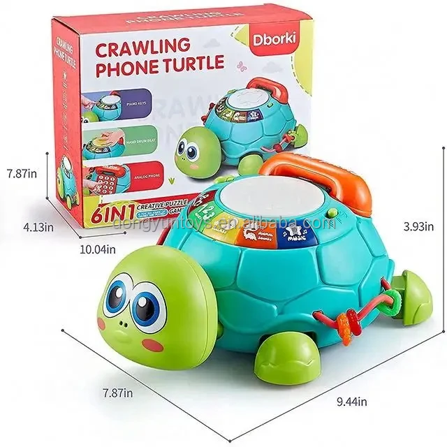 Tummy Time Development toys musical crawling turtle phone Early Learning Educational Toy for Infant Toddler with Light & Sound