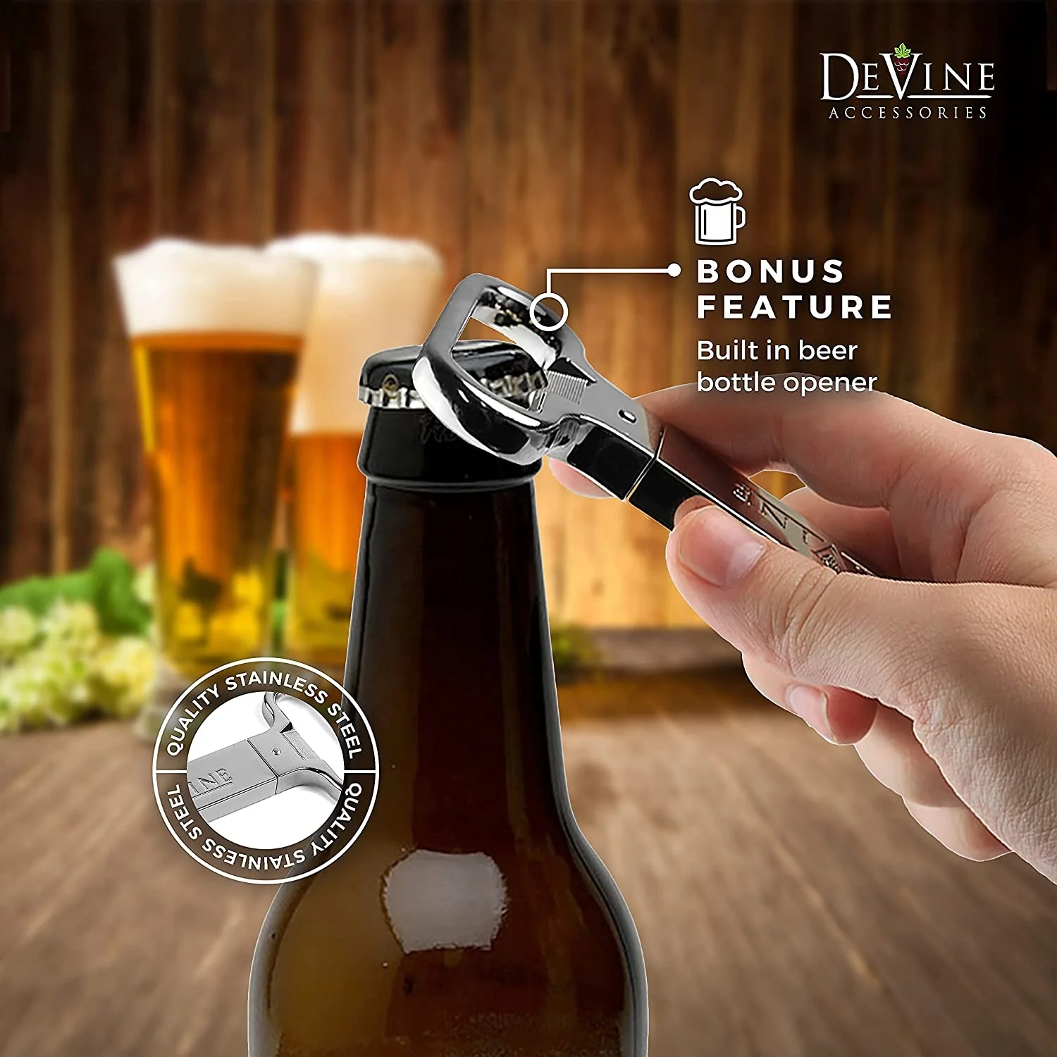Premium High Quality Wine Opener for Vintage Bottles Two-Prong Cork Puller for Damaged Cork Old Wine Beer Bottle Opener