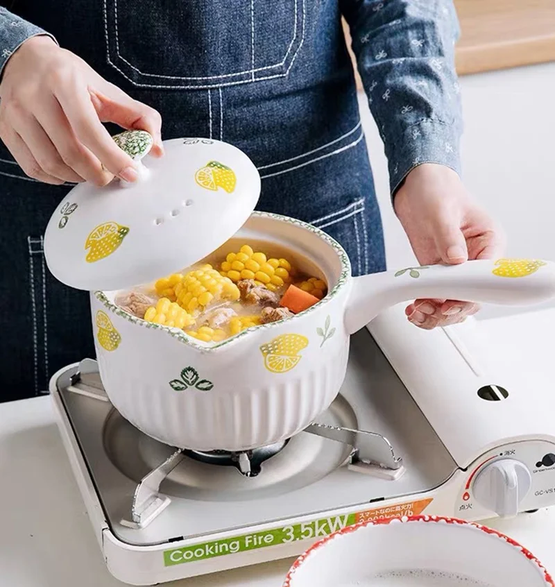 Ceramic Round  Dish Casserole Clay Pot Earthen Pot Ceramic Cookware With Lid Heat Resistant baker pot ceramic bakeware