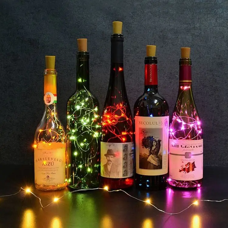Dropshipping Battery Operated Wine Bottle Light with Cork 10 Pack LED Silver Wire Fairy Mini Copper String Lights