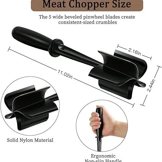 Wholesale Non Stick Mix Chopper Heat Resistant Nylon Manual Ground Beef Meat Food Chopper
