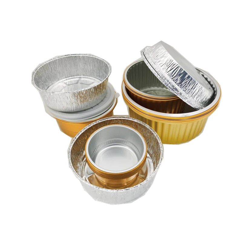 BGI 1500ml round  disposable baking pan/ plates with lids round Cheese Mac aluminum tray for food packaging