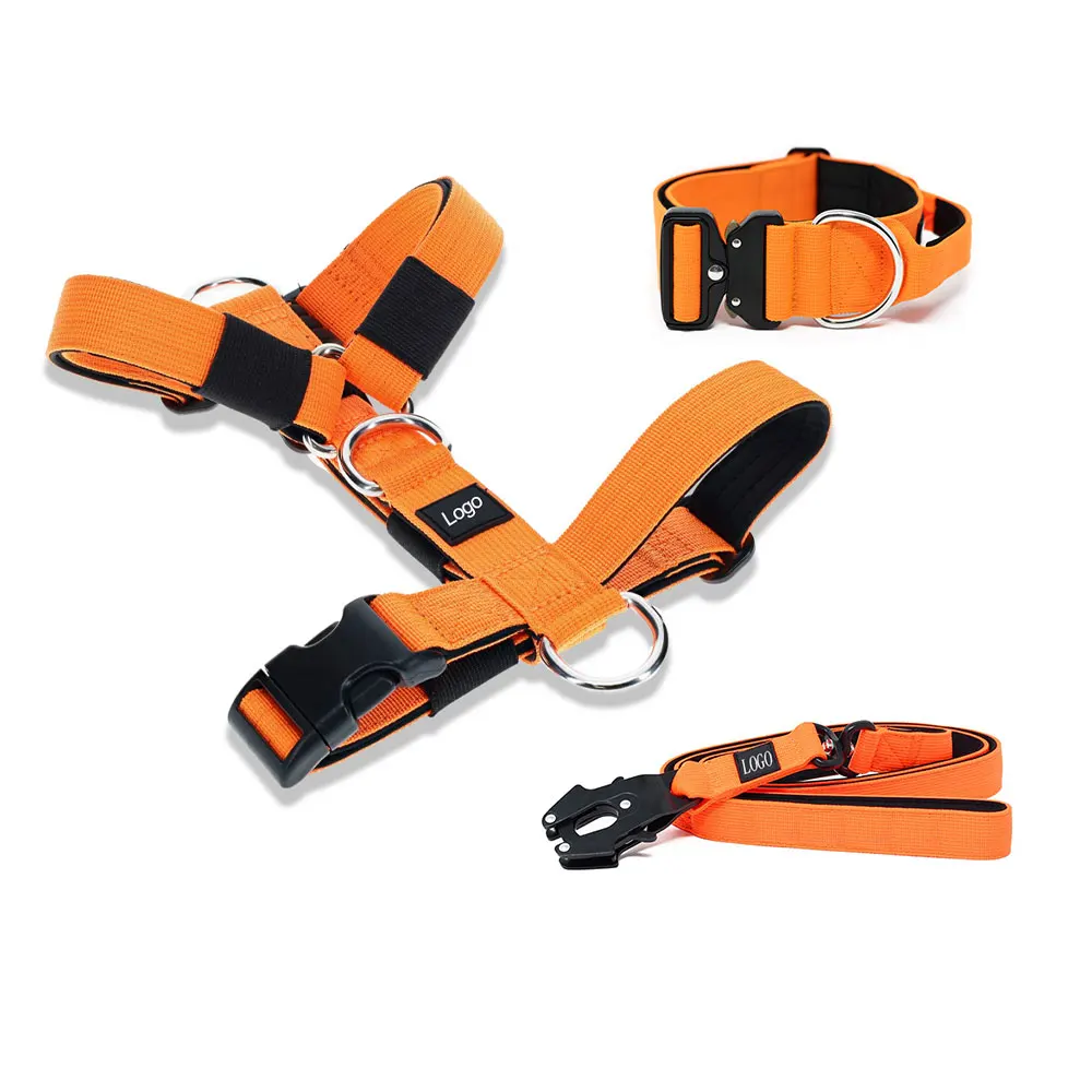 Heavy Duty Tactical Soft Neoprene Padded Anti Pull Dog TRI Tactical Dog Collar With Leash Set