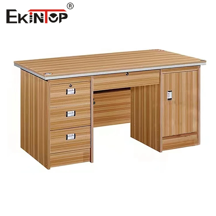 Ekintop Cheap Station Writing Table Commercial Office Furniture Desk 3 Drawers Storage Modern Negotiation Office Desk Table