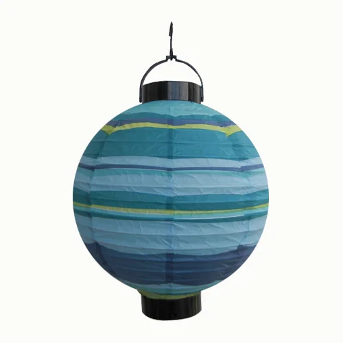 
Round stripped rice paper lantern battery operated lantern 