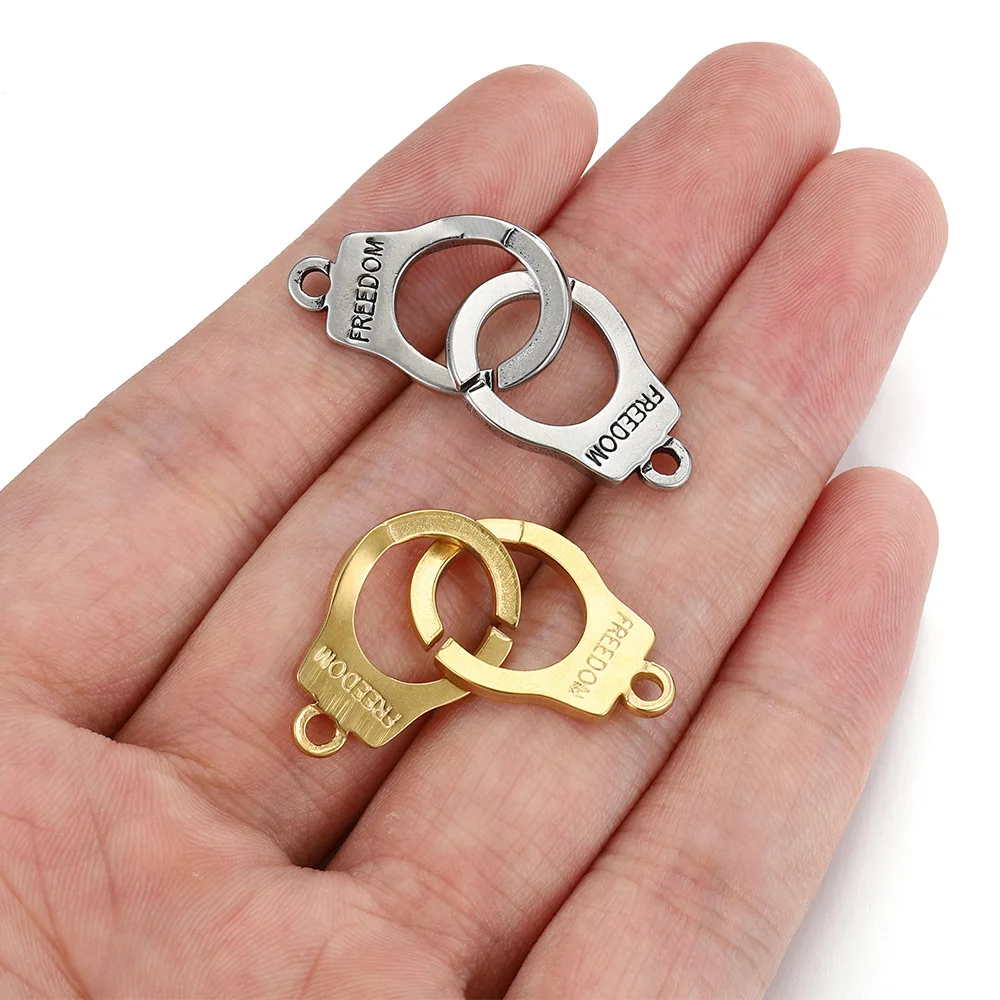DIY jewelry accessory charms PVD coating stainless steel handcuffs connector necklace bracelet charms
