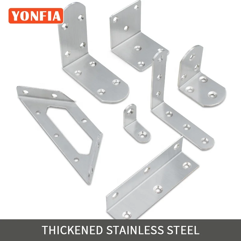 YONFIA 9004 Round Triangle Stainless Steel Furniture Corner Connector Wall Mount Shelf Bracket Joint Brace Heavy Bracket Support