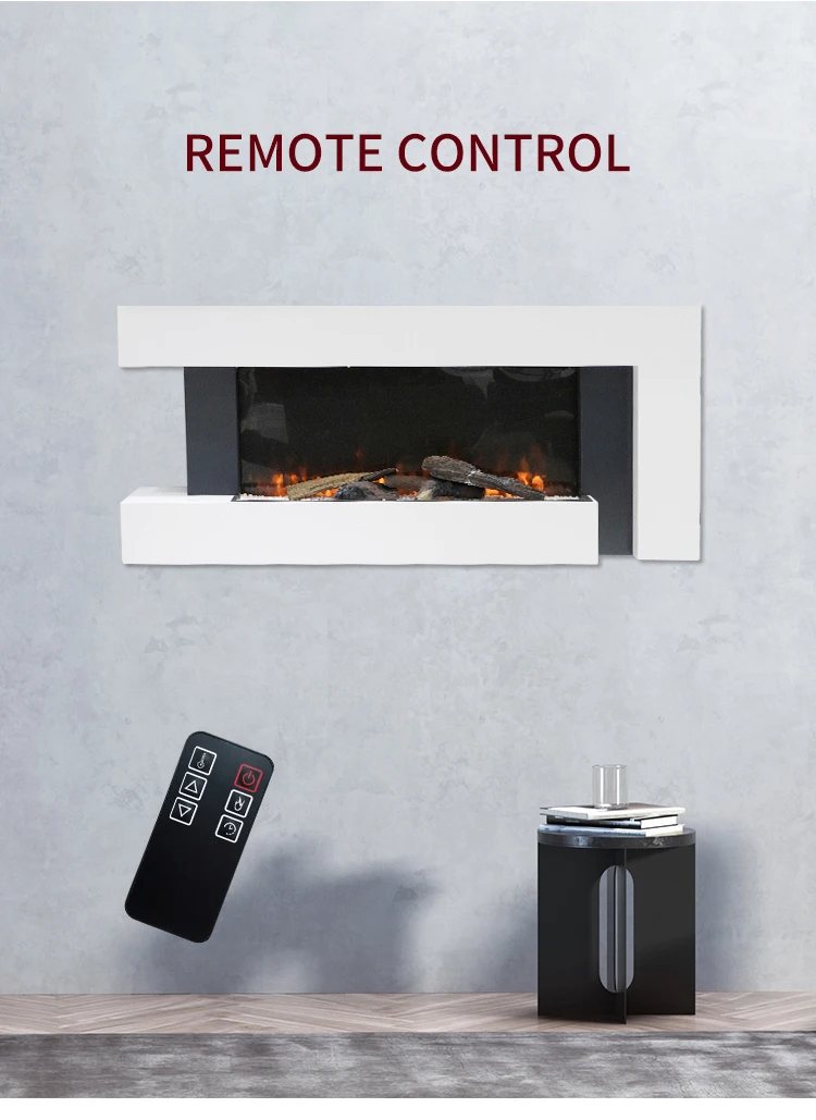 Wholesale Manufacturer Recessed Wall Mounted Electric Fireplace Heater Decorative Multicolor Flame Remote Control Indoor