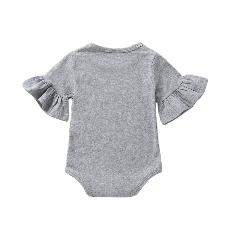 
2021 OEM Newborn Baby Girl Clothes Flared Sleeve Romper Jumpsuit Cotton Outfits 