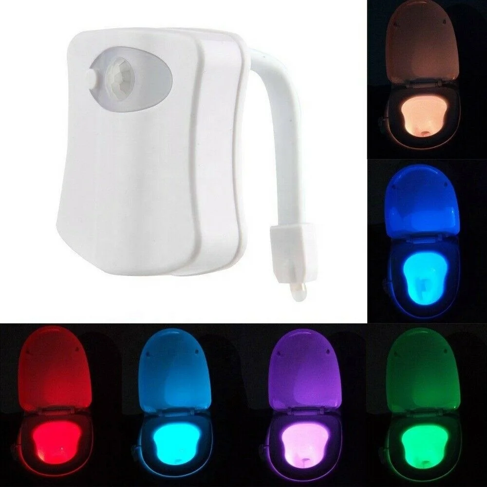 Motion Activated Sensor Toilet Night light Bowl Bathroom LED 8 Color for Kids