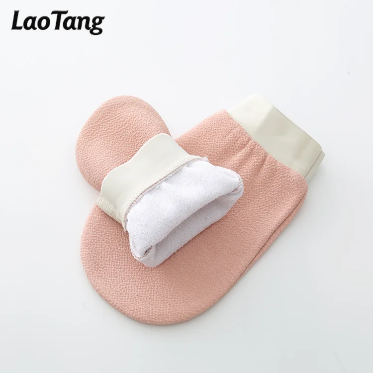  Отшелушивающие перчатки LAOTANG из натуральной вискозы розового цвета с надписью Ready to