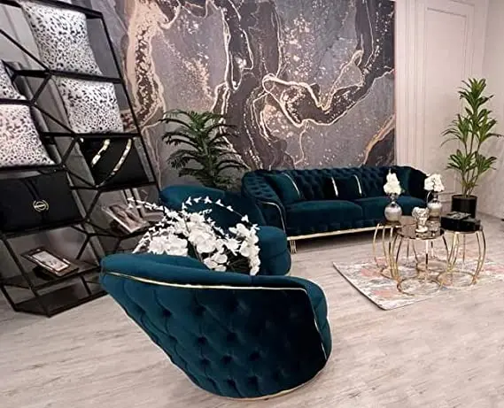 Hot Sale Modern royal blue  Sofa Set Furniture Chesterfield set of 321 Sofa Living Room Sofas
