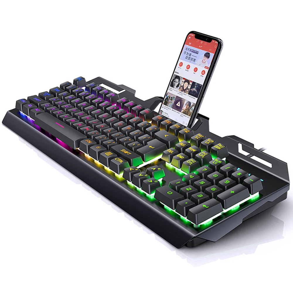 Игровая клавиатура V2 Проводная Механическая Водонепроницаемая с подсветкой RGB держатель для