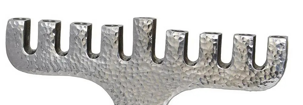 Hammered Polished Aluminum Tree Shaped Menorah Shiny Metal Candle Stand Church Home Decor Shabbat Holidays Menorah Holder
