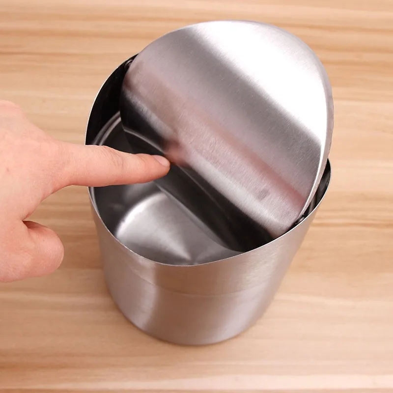 Stainless steel desk bin trash bin desktop mini garbage cans for desk  home waste bins