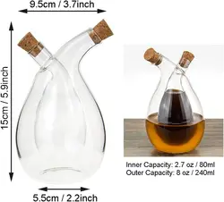 Factory handmade food-grade 2 in 1 oil and vinegar dispenser glass bottle