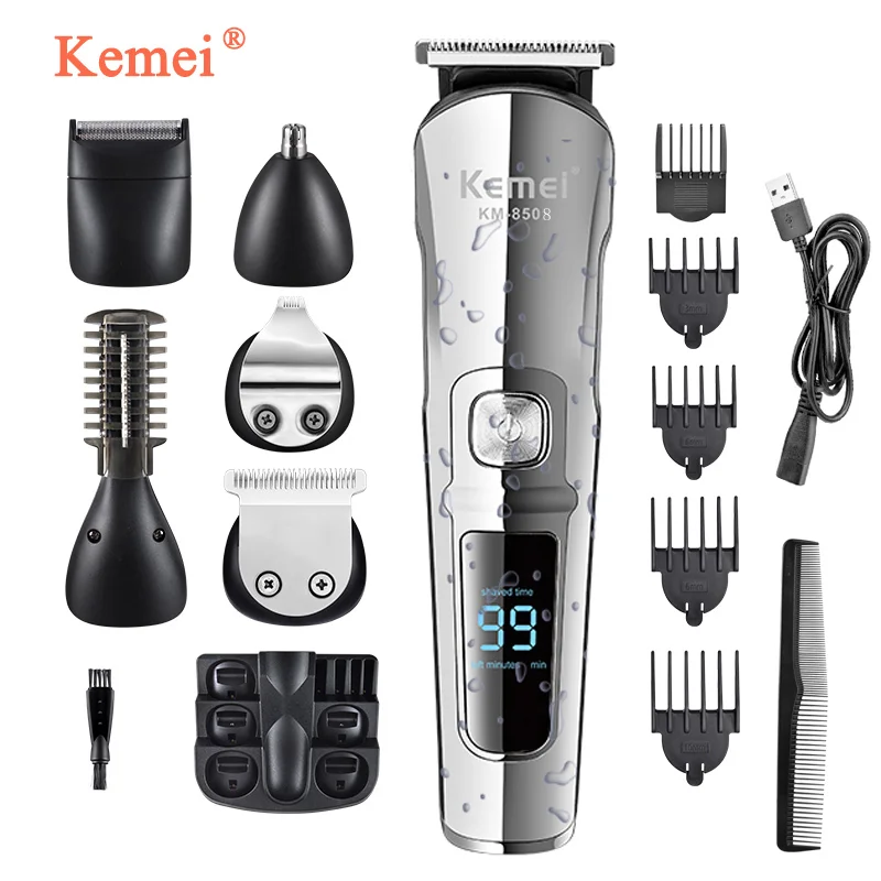 Kemei KM-8508 6 в 1 водостойкая электрическая машинка для стрижки Машинка шерсти у комплект мужские бритвенный станок профессиональная волос многофункциональный триммер