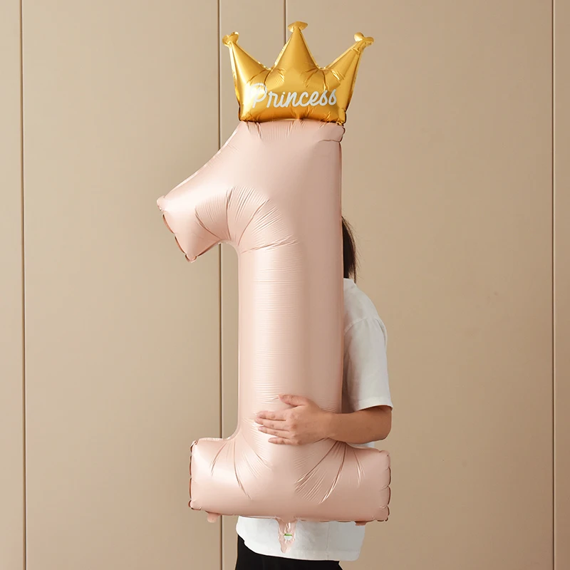 Горячая Распродажа, воздушные шары Crown Number One, розовые, синие, 40 дюймов, детские, первый день рождения, украшения, большие цифры, фольгированные шары