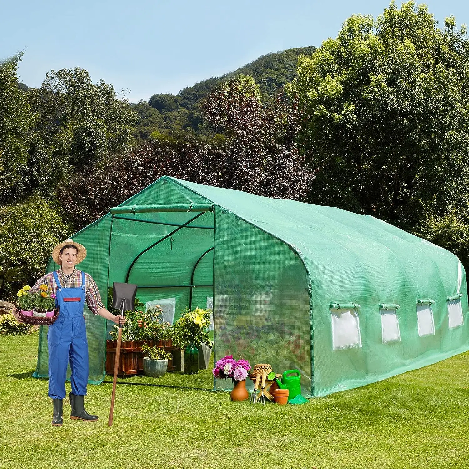 Large Outdoor Greenhouse 20x10x7 ft Walk in Garden Greenhouse Tunnel
