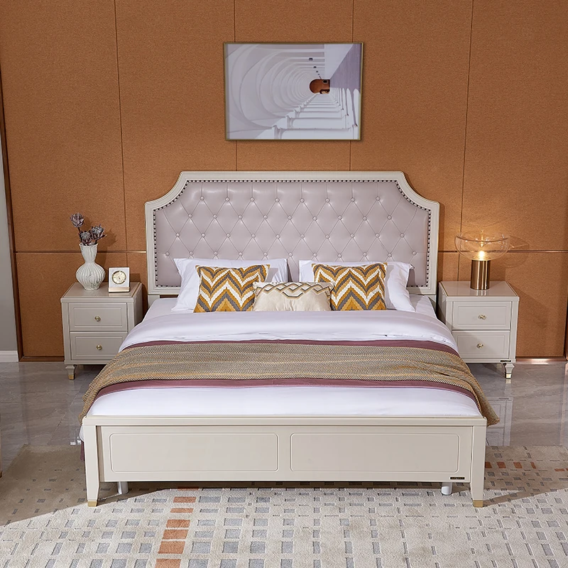 801707 Quanu american style master bedroom modern design luxury tufted leather Storage bed 1.8 m double super king size bed