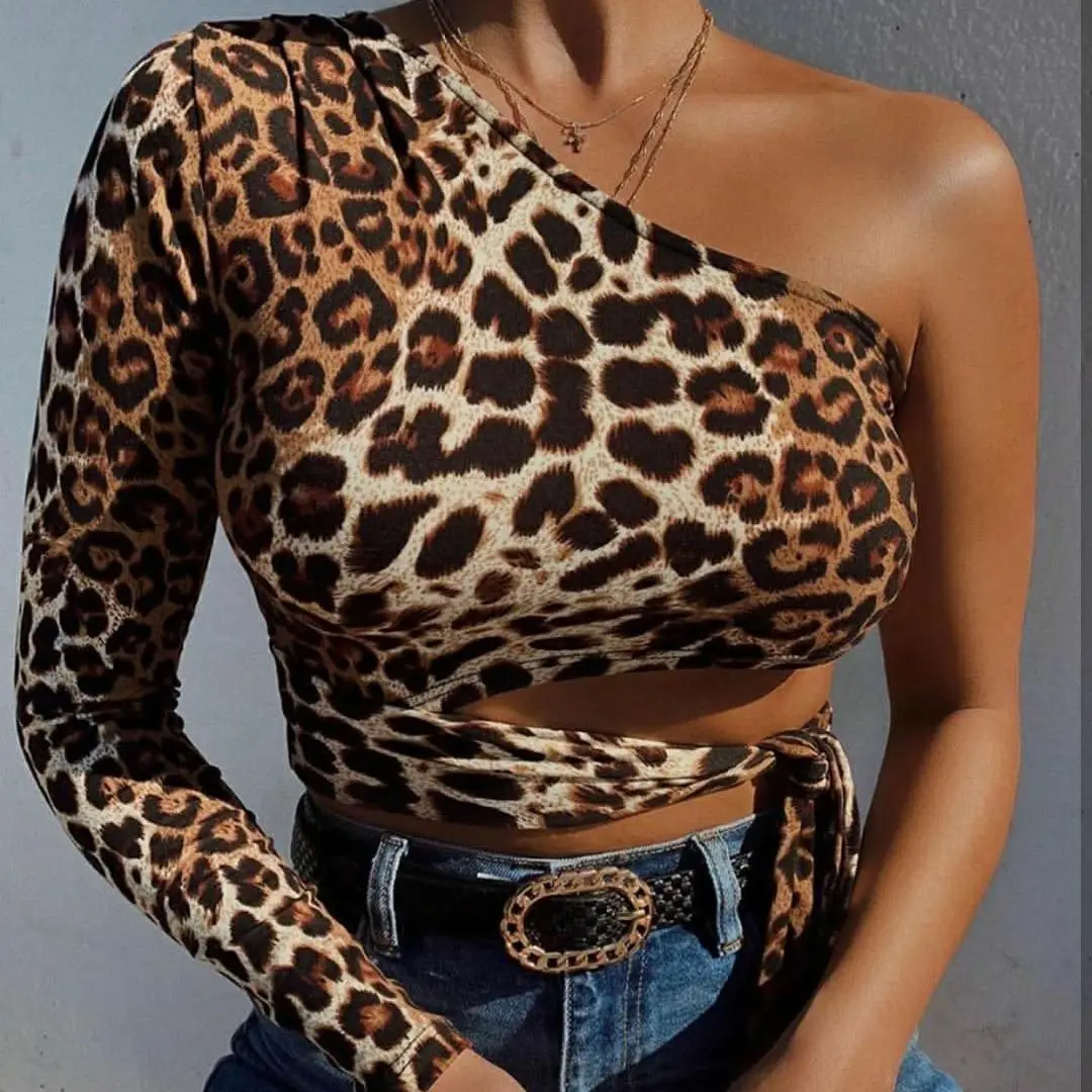 
Temperament Ladies Tops Cheetah Clothes Women Women Fall Clothing 